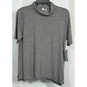 Tentree IO Hemp/Organic Cotton Stripe Mock Neck Tee Black White Size M NWT